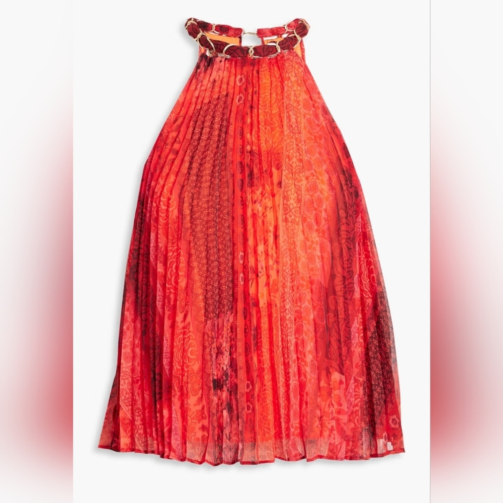 Alice + Olivia Red Orange Pleated Drapey Tank Top, Size S